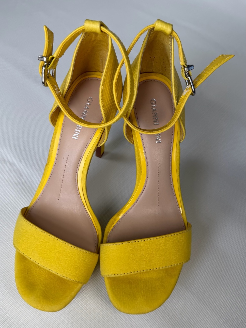 FREE! Gianni Bini Yellow Ankle Strap High Heel Sandals, Size Approx. 7.5 - 8